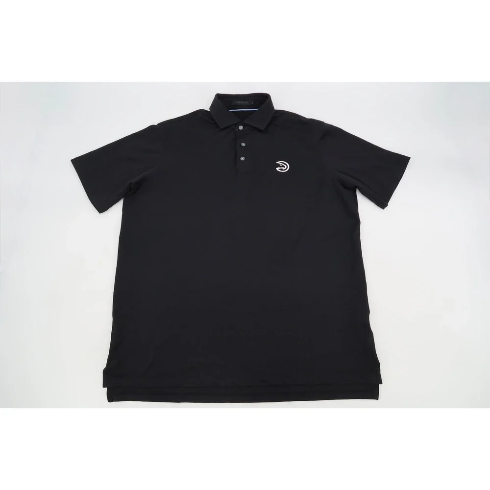 Greyson Mens Large Black Golf Performance Polo Shirt Atlanta Hawks NBA Basketbal